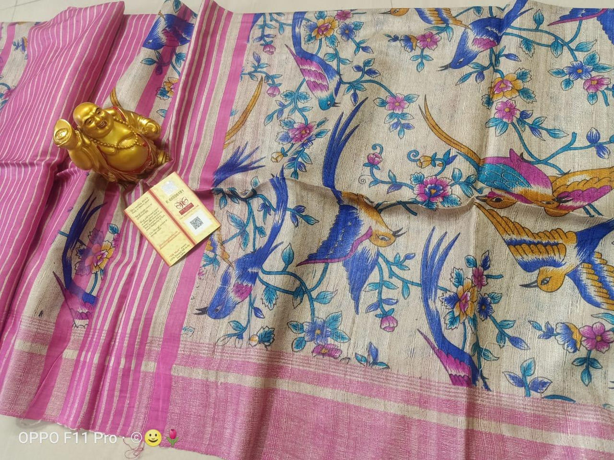 TUSSAR SILK PRINT SAREE