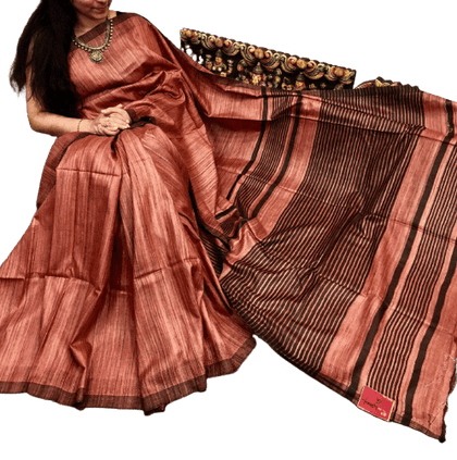 Tussar ghicha silk saree