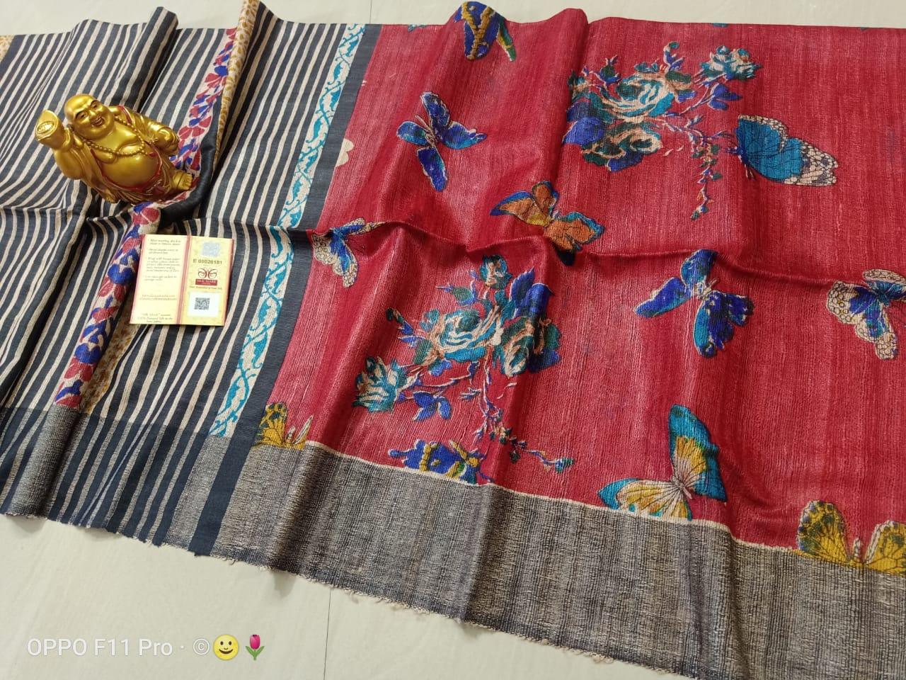 TUSSAR SILK PRINT SAREE