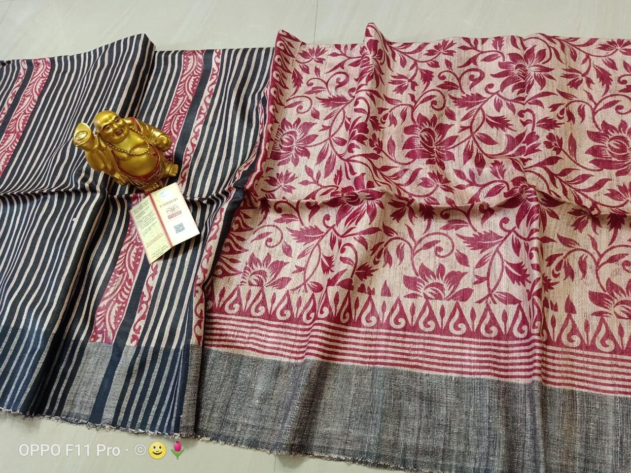 TUSSAR SILK PRINT SAREE