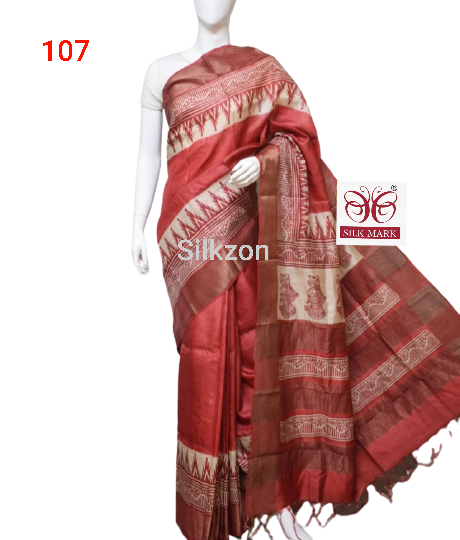 Pure Tussar Silk print saree