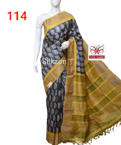 Tussar silk print saree