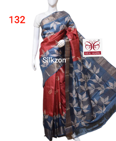 Tussar silk print saree