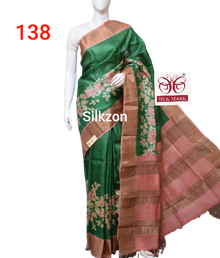 Tussar silk print saree