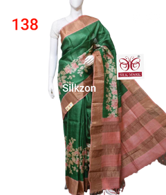 Tussar silk print saree
