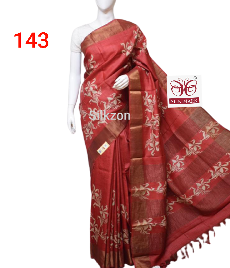 Pure Tussar Silk print saree