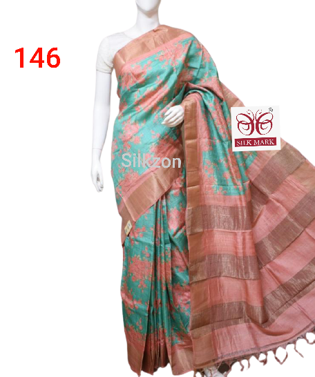Pure Tussar Silk print saree