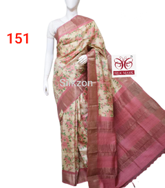 Tussar silk print saree