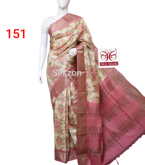 Tussar silk print saree