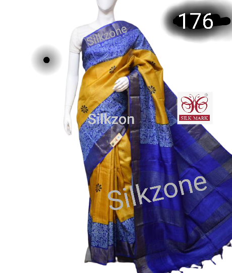 Pure Tussar Silk print saree
