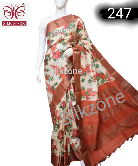 Pure Tussar Silk print saree