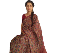 Kalamkari hand pinted tussar silk saree