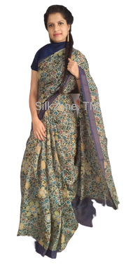 Tussar Kalamkari Hand Painted Saree