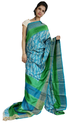 Tussar silk print saree