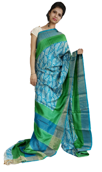 Tussar silk print saree