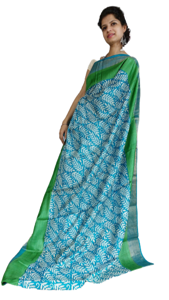 Pure Tussar Silk print saree
