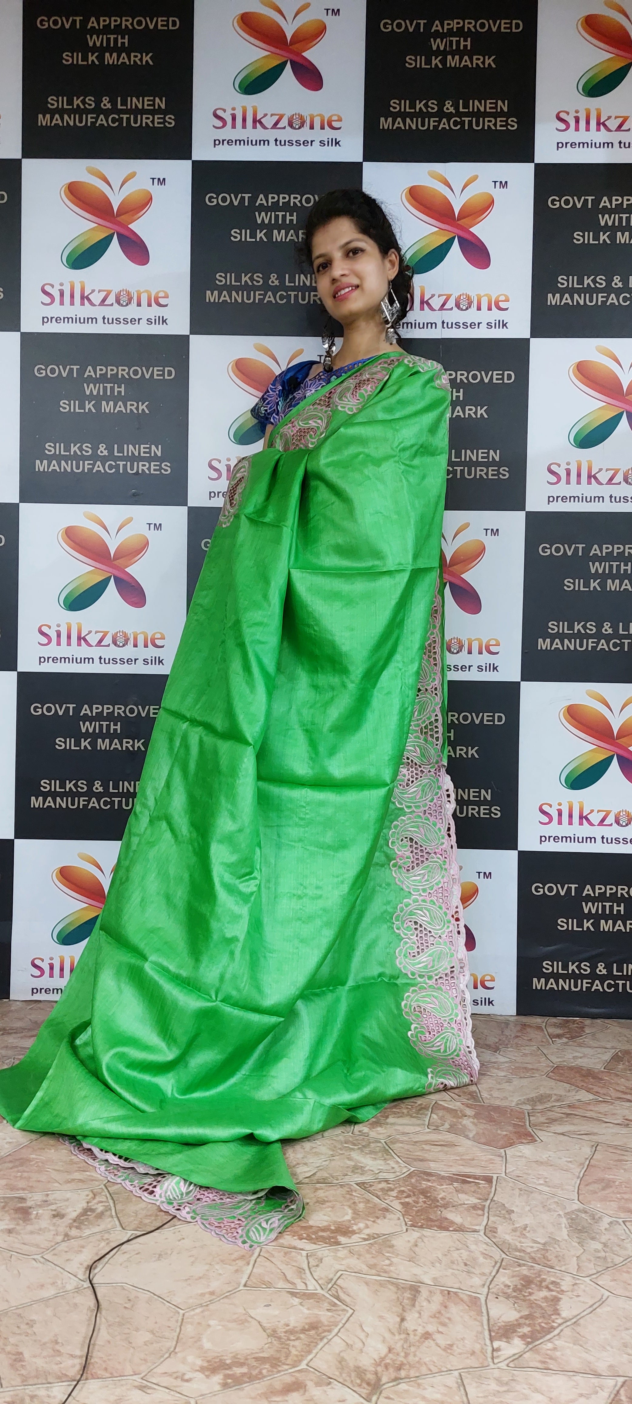 Tussar Silk Hand Cutwork Saree SILK ZONE