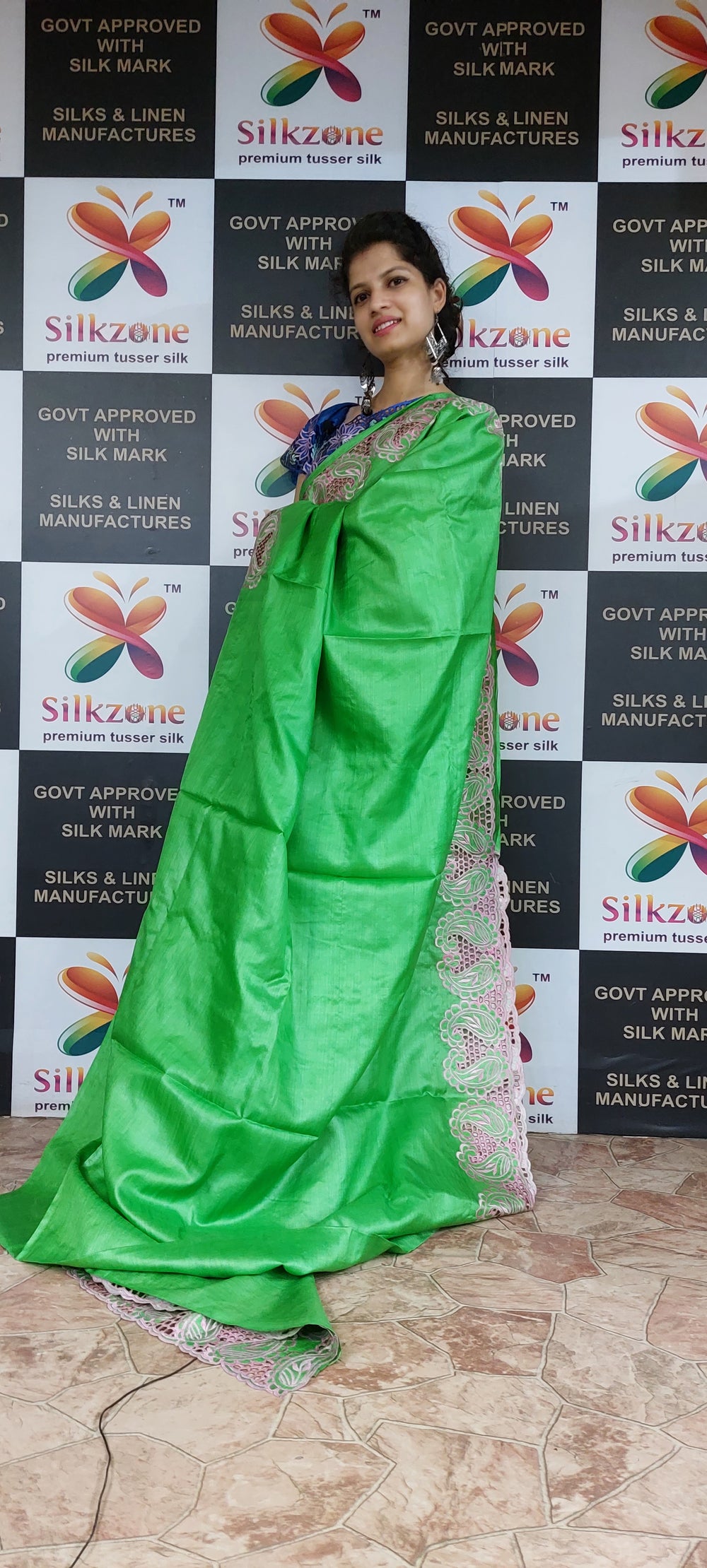 Tussar Silk Hand Cutwork Saree SILK ZONE