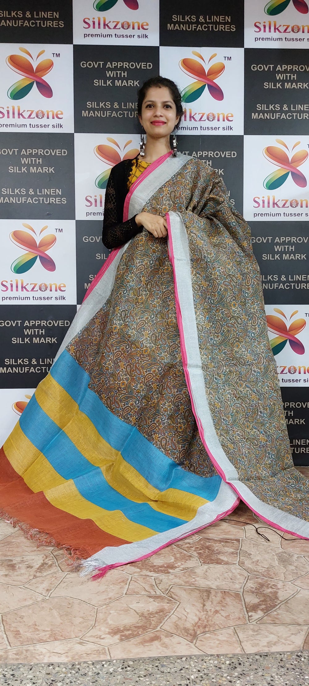 Pure Linen Print Saree SILK ZONE