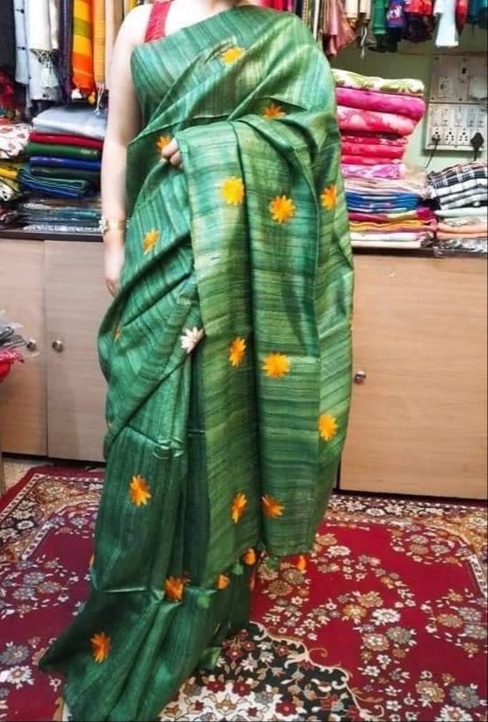 Tussar silk embroidery saree SILK ZONE