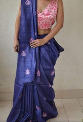 Tussar silk embroidery saree SILK ZONE