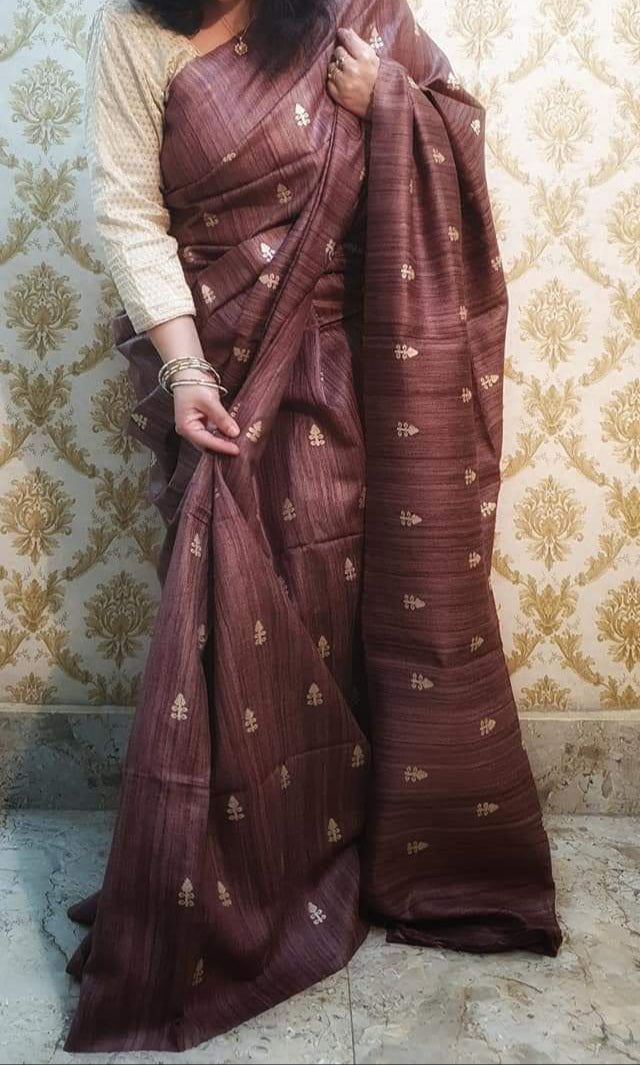 Tussar silk embroidery saree SILK ZONE