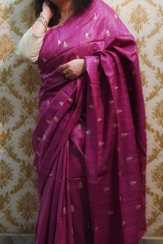 Tussar silk embroidery saree SILK ZONE