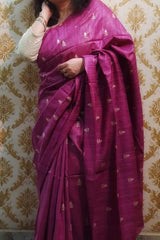 Tussar silk embroidery saree SILK ZONE