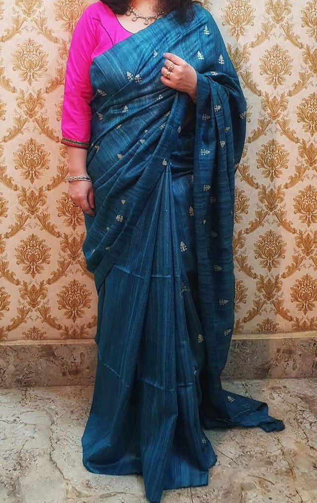 Tussar silk embroidery saree SILK ZONE