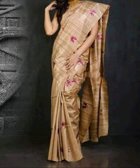 Tussar silk embroidery saree Silk ZONE