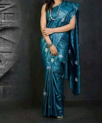 Tussar silk embroidery saree SILK ZONE