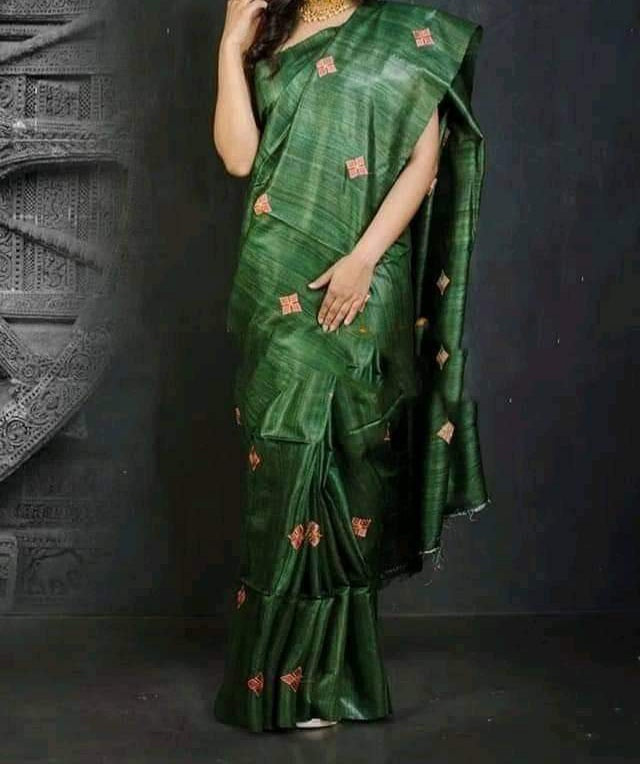 Tussar silk embroidery saree SILK ZONE