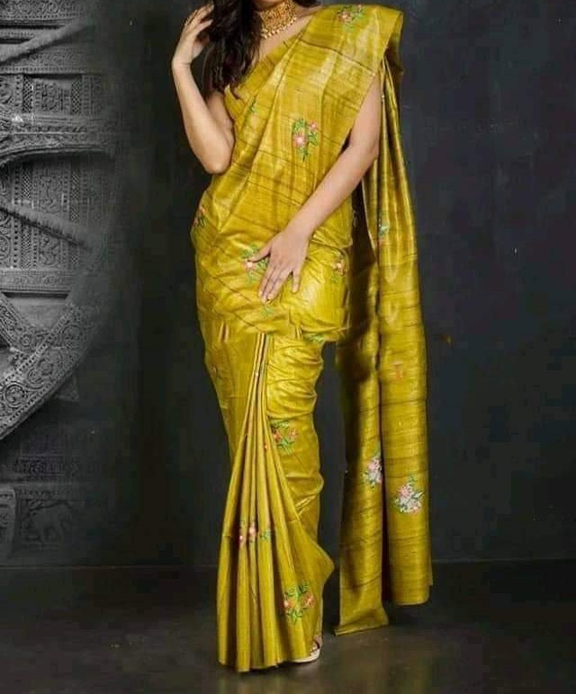 Tussar silk embroidery saree SILK ZONE