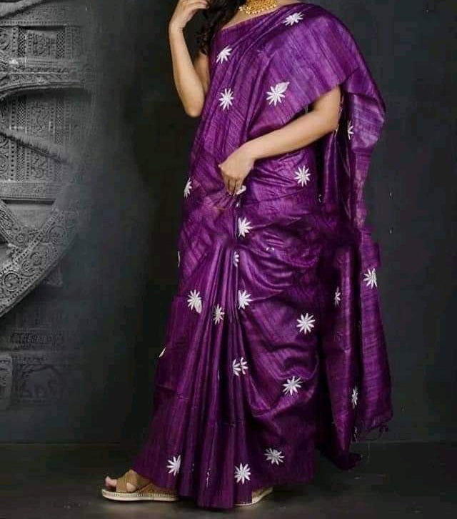 Tussar silk embroidery saree SILK ZONE