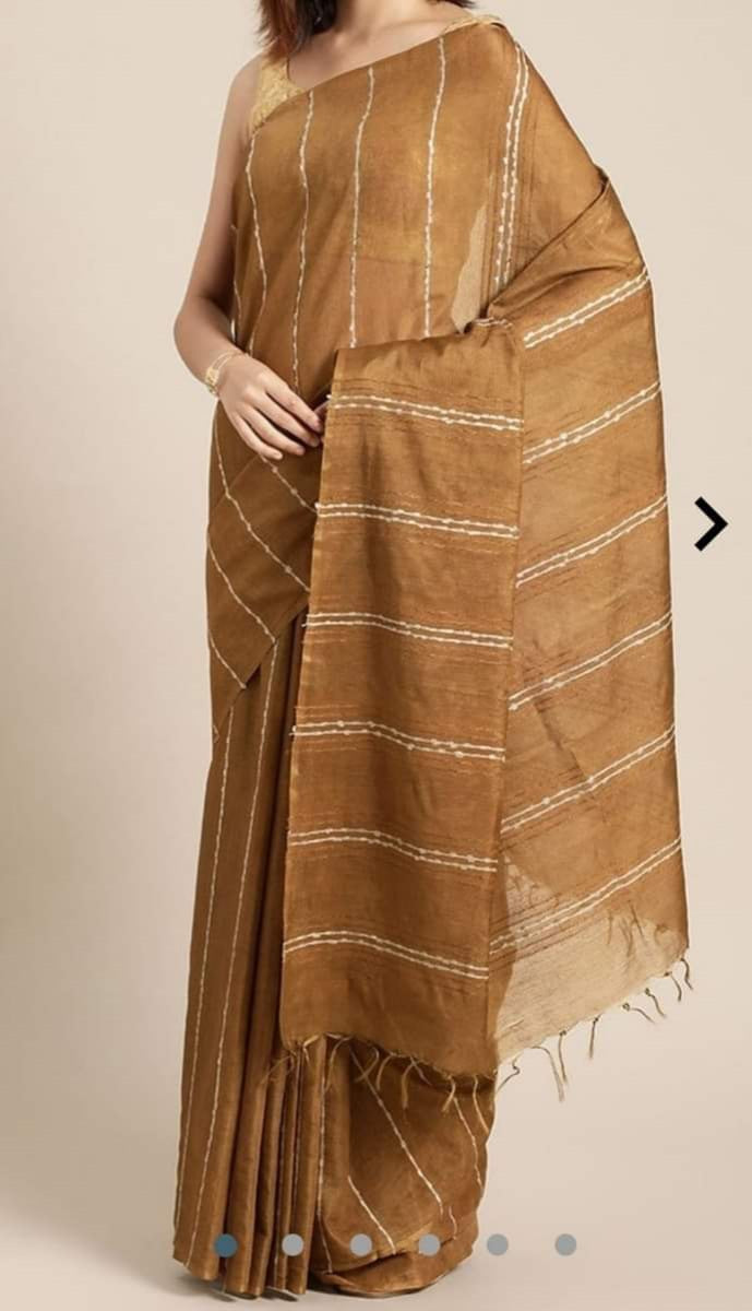 Semi tussar munga silk stripe saree SILK ZONE
