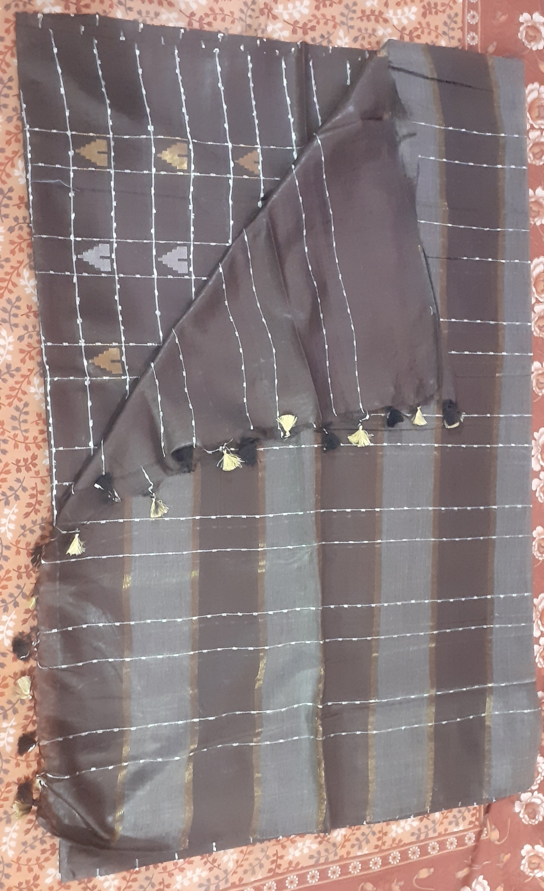 Soft silk cut work buta saree