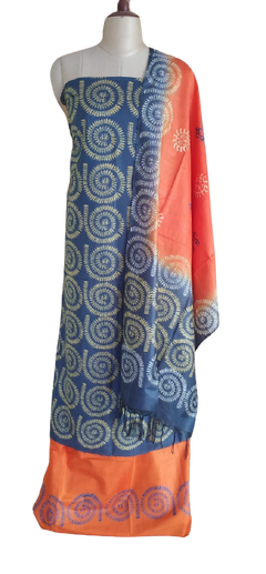 Soft silk hand print suit