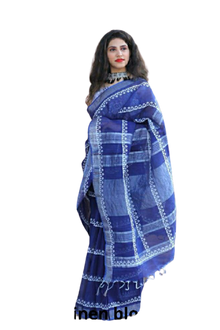 Khadi linen block saree