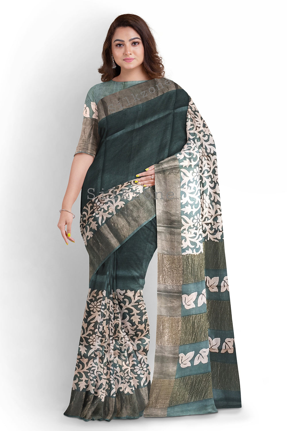 Pure Tussar Silk print saree