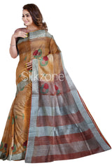 Tissue linen embroidery saree SILK ZONE