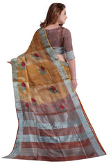 Tissue linen embroidery saree SILK ZONE