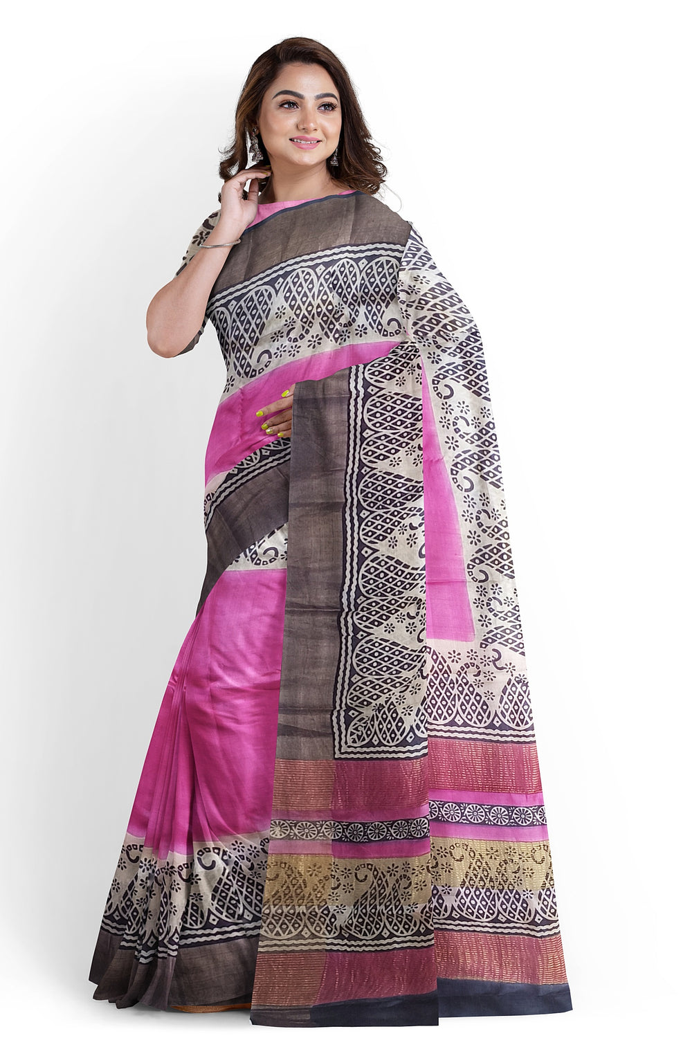 Pure Tussar Silk print saree