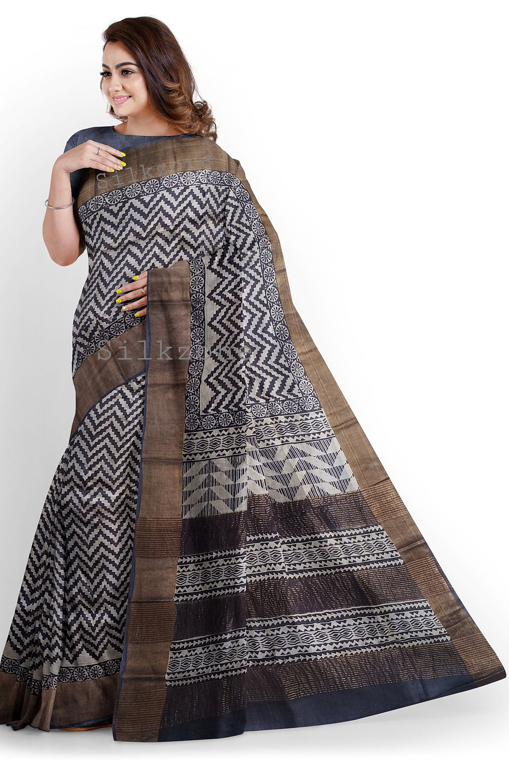 Pure Tussar Silk print saree