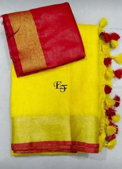 Plain Linen Saree