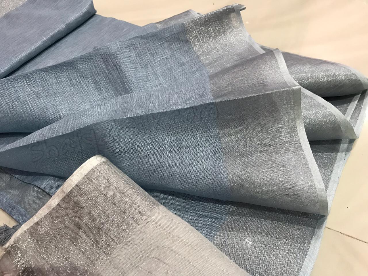 Linen plain saree silkzon.in