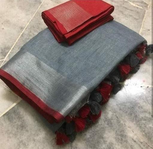 Linen plain sare silkzon.in