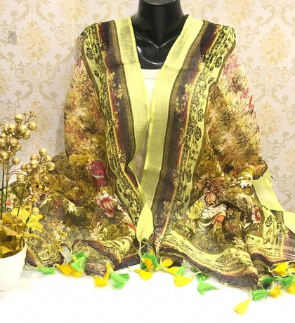 Linen digital print dupatta