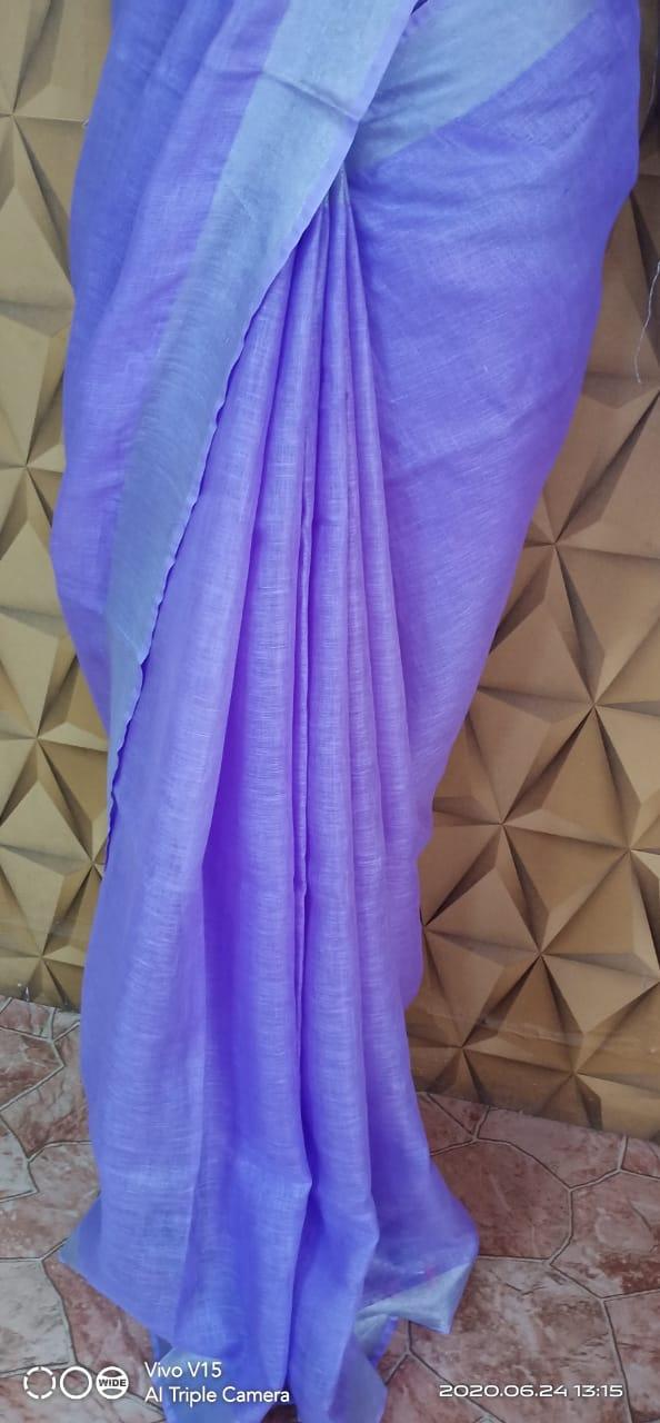 Linen plain saree silkzon.in