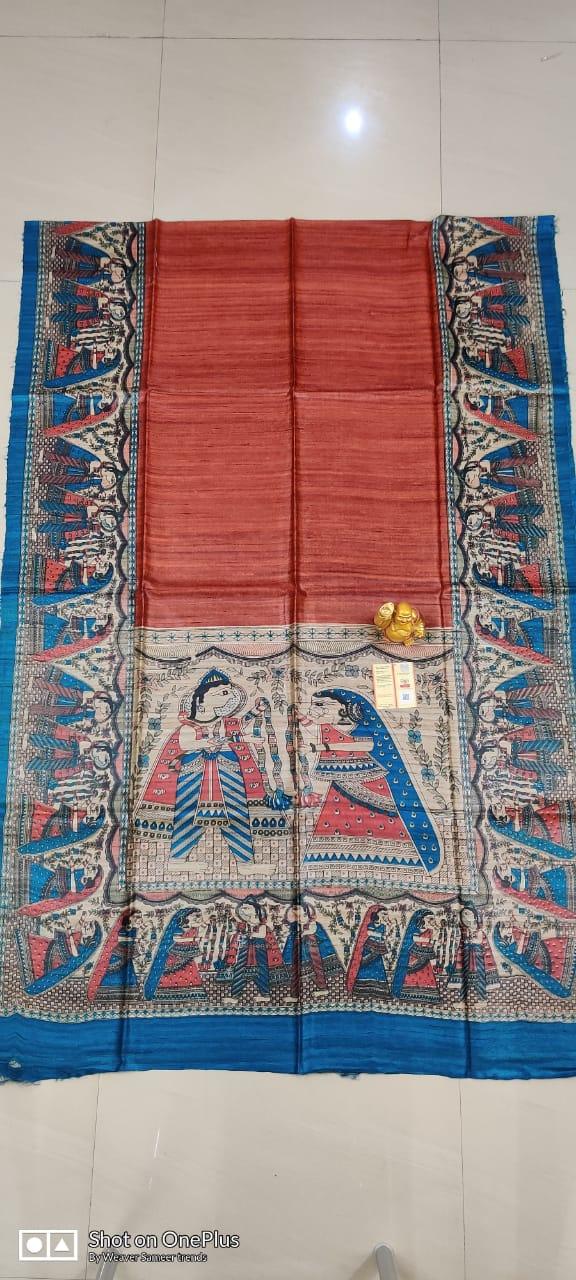 Tussar madhubani silk saree SILK ZONE