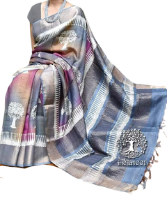 Pure tussur silk print saree